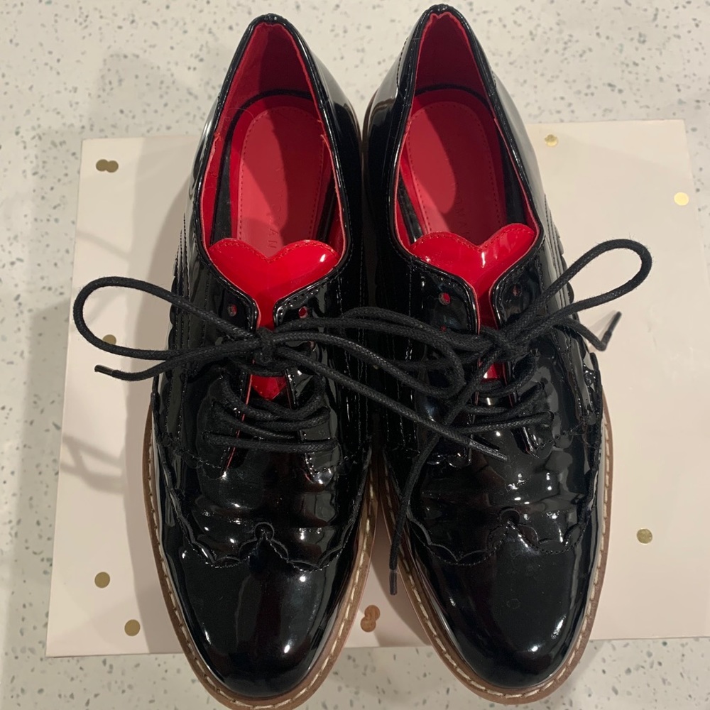 Zara Black and Red patent Oxford shoes
